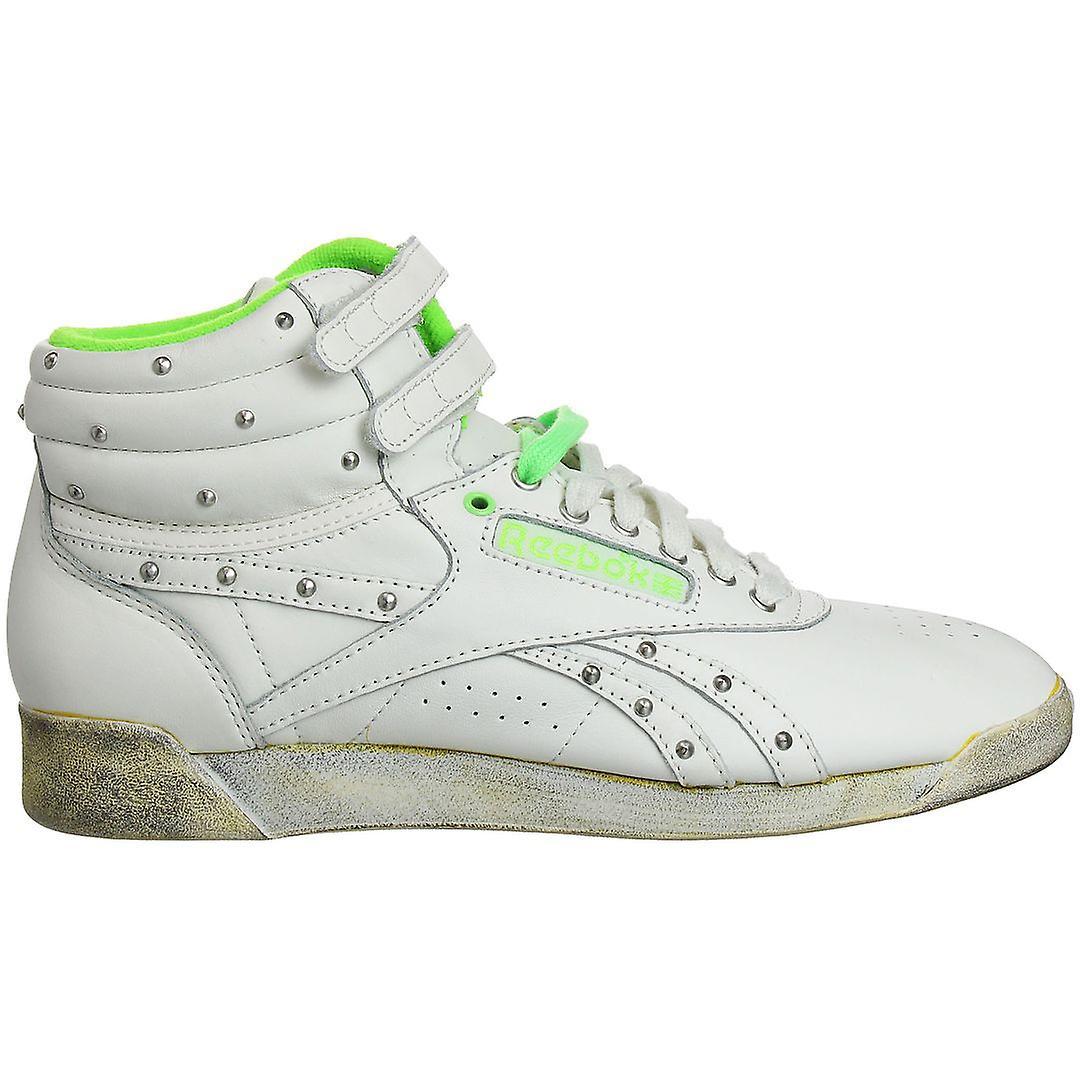 Reebok Freestyle Hi Vintage Lace-Up White Smooth Leather Womens Trainers V61037 UK 6 EU 39 US 8.5