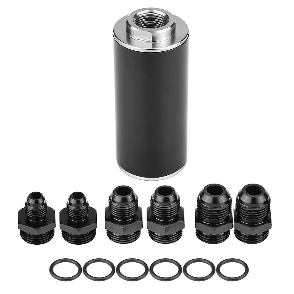 AN6 Fuel Filter AN6 High Flow Fuel Filter for Car and Truck - 100 Micron Aluminum Inline Petrol Filter (Black)