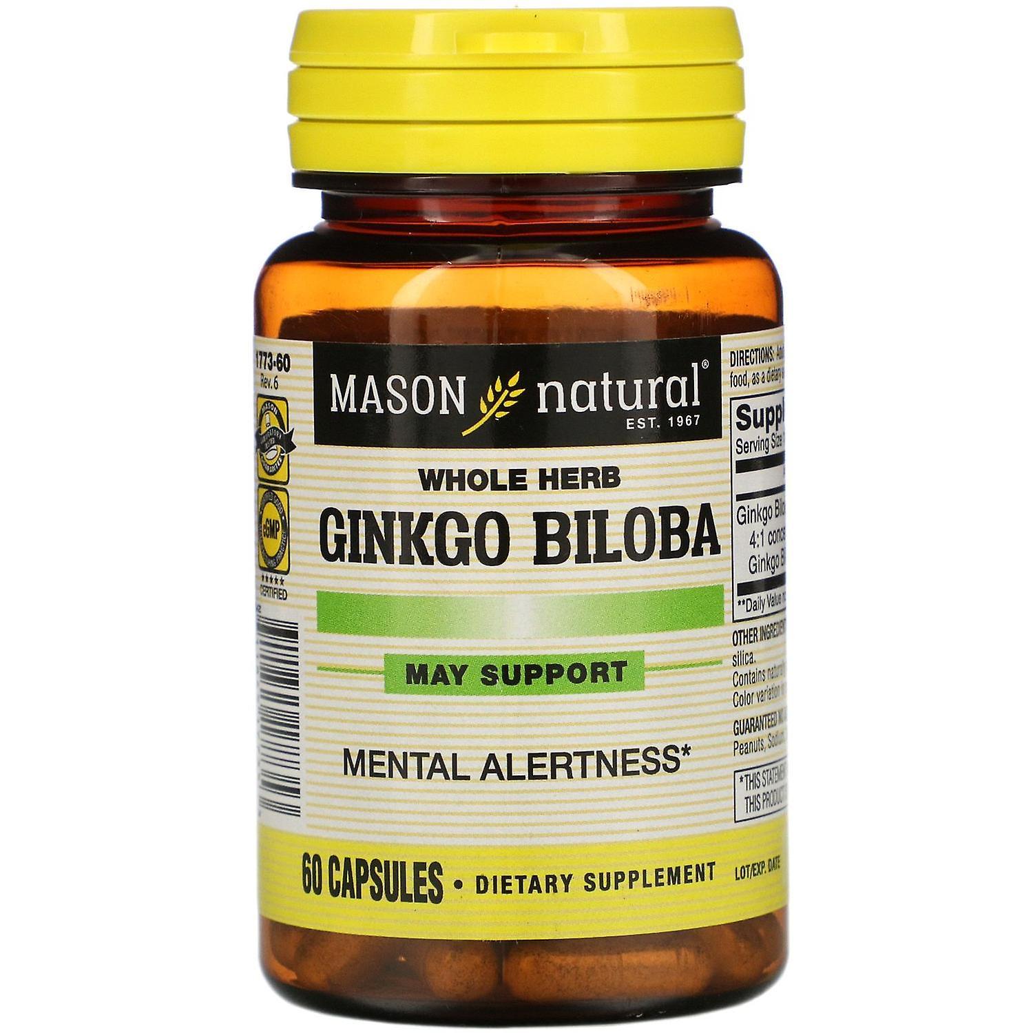 Mason Natural, Whole Herb Ginkgo Biloba, 60 Capsules