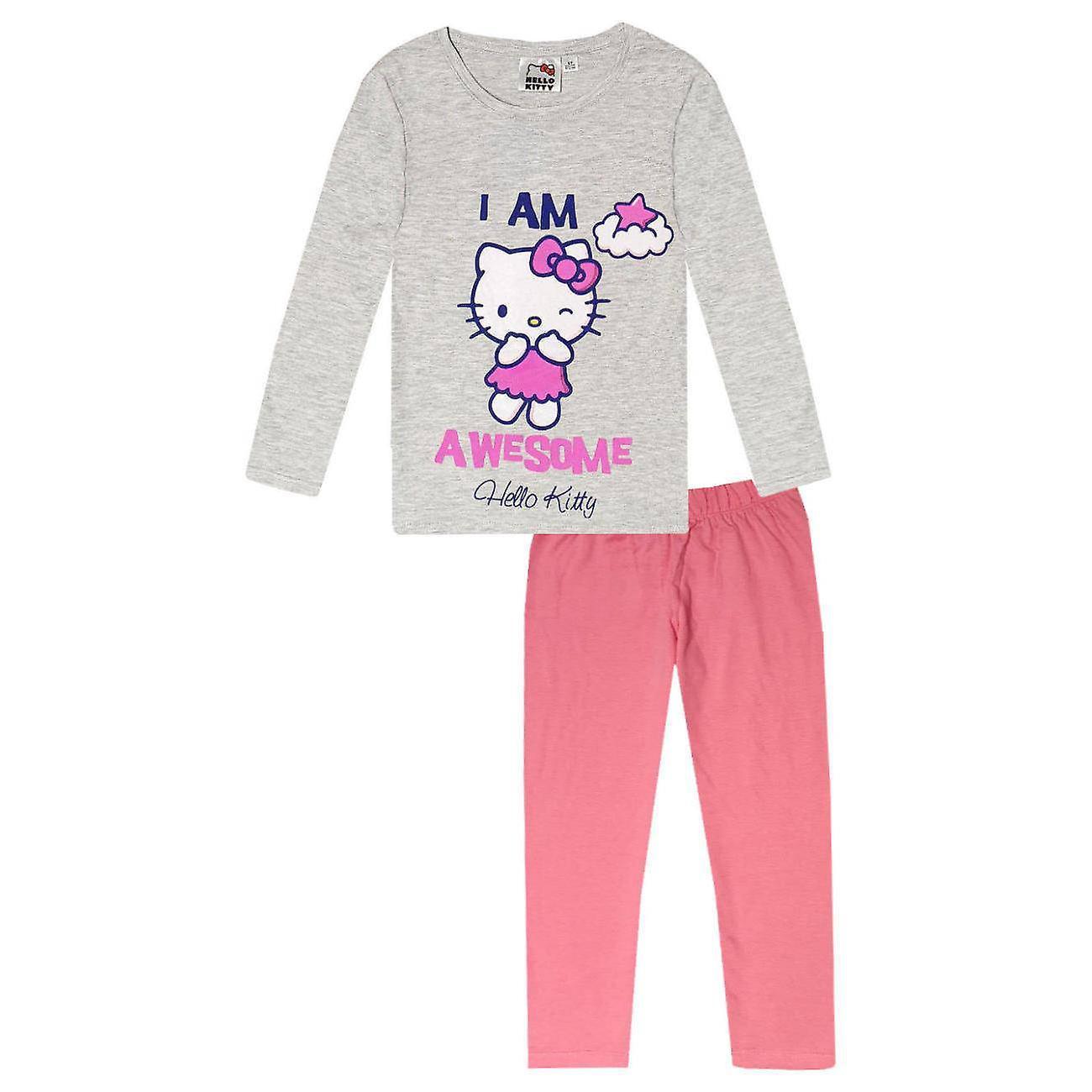 Hello kitty kids pajama long sleeve nightwear set hk6862pyj Grey 4-5 years