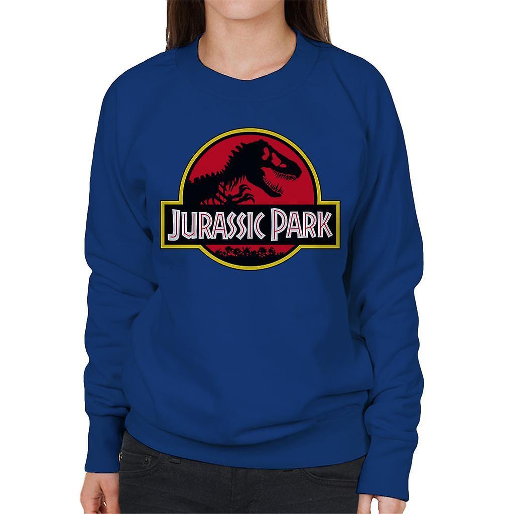 Jurassic Park Classic Yellow Outline Logo Women's Sweatshirt Royal Blue Large