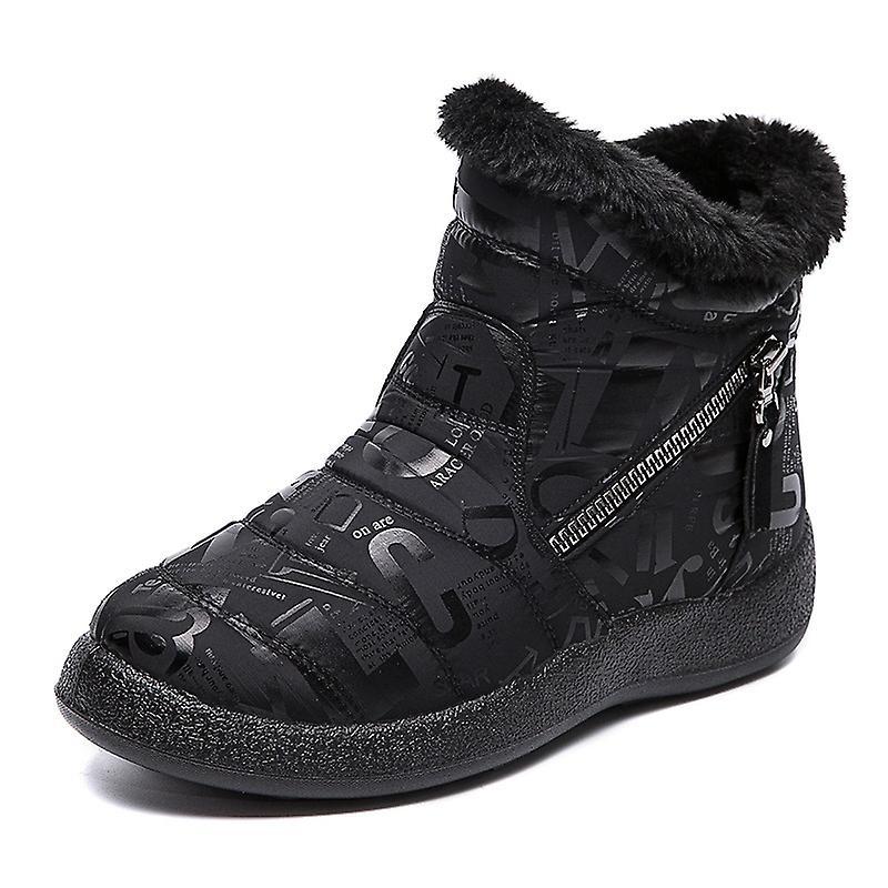 El Contente Winter Alphabet Warm Ankle Waterproof Shoes For Women Black 40