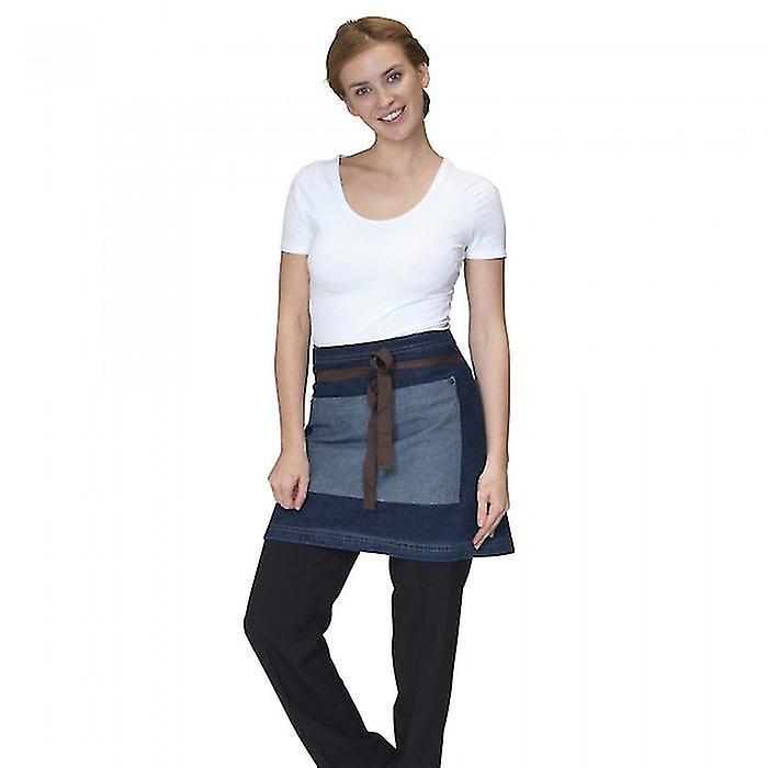 Dennys Washed Denim Contrast Waist Apron (Pack of 2) Raw Blue Denim One Size