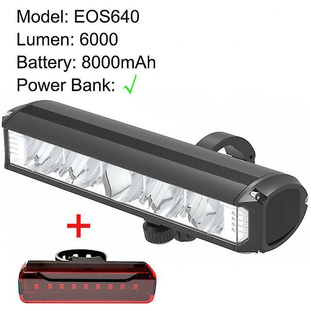 Lamps 6000 Lumen Bicycle Light Front Rechargeable 8000mah Powerful Bike Light Usb Led Bicycle Lamp Mtb Rear Lantern Set Accessories 8000mAh Light Set