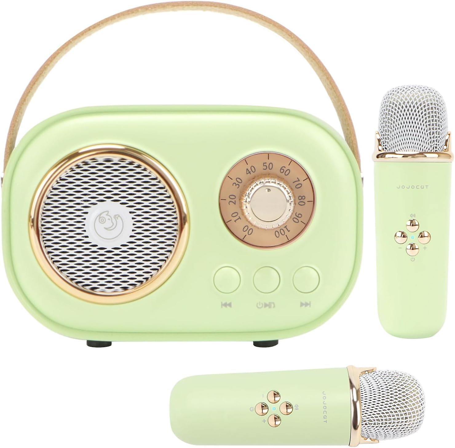 Fongwan Mini Karaoke Machine With 2 Wireless Mics, Portable Bluetooth Speaker Toys, Small Karaoke Machine With Stereo Sound Enhanced Bass Green 2Pc...