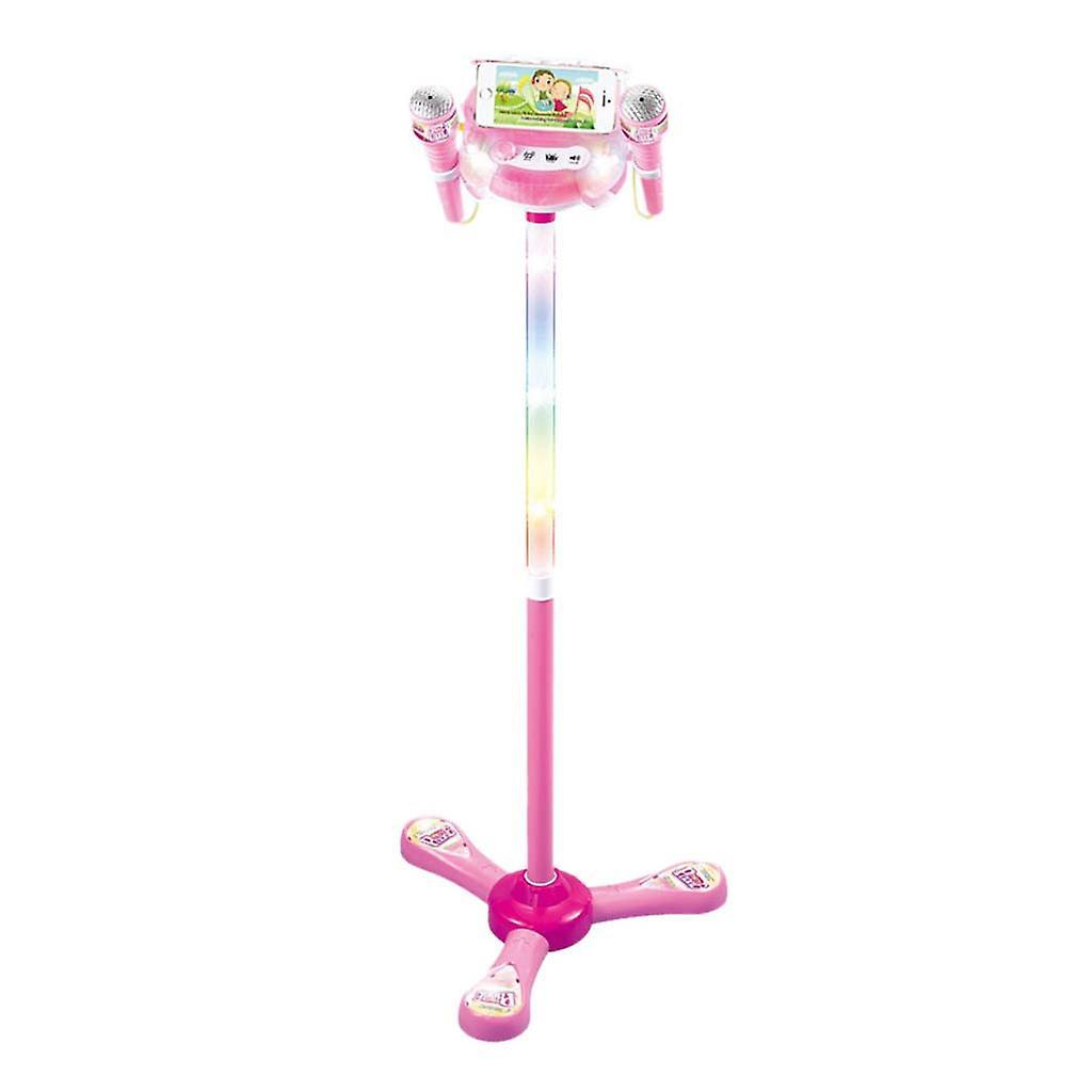 Gaoguang Mardi Gras Gifts Kids Karaoke Machine With 2 Microphones Stand Music Play Toys Set Pink