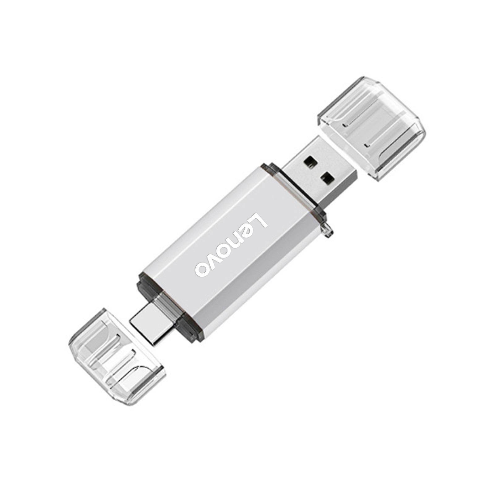 Hislaves Lenovo Memory Disk Large Capacity Data Storage 64GB/128GB/512GB/256GB/1TB/2TB Type-C Smart Phone USB Flash Drive Silver