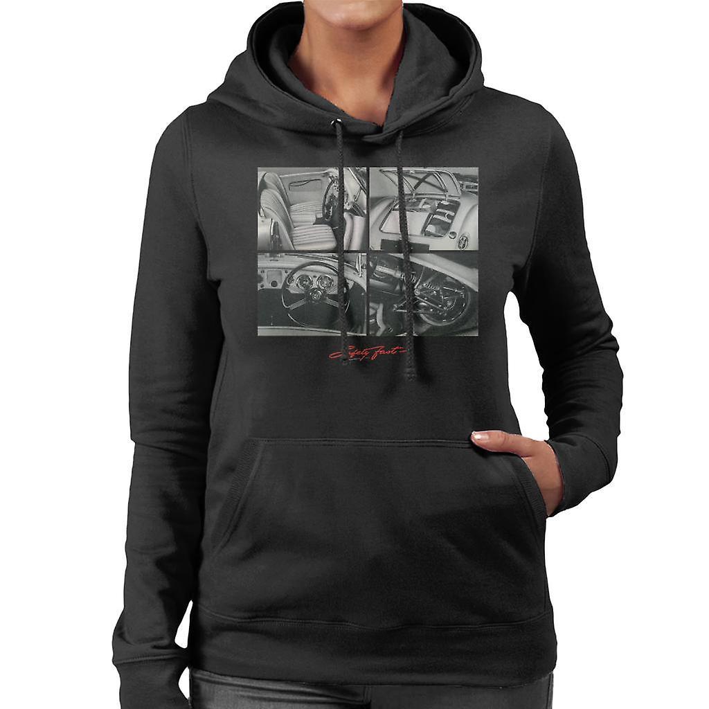 MG Safety Fast Montage British Motor Heritage Women's Hooded Sweatshirt Black Large