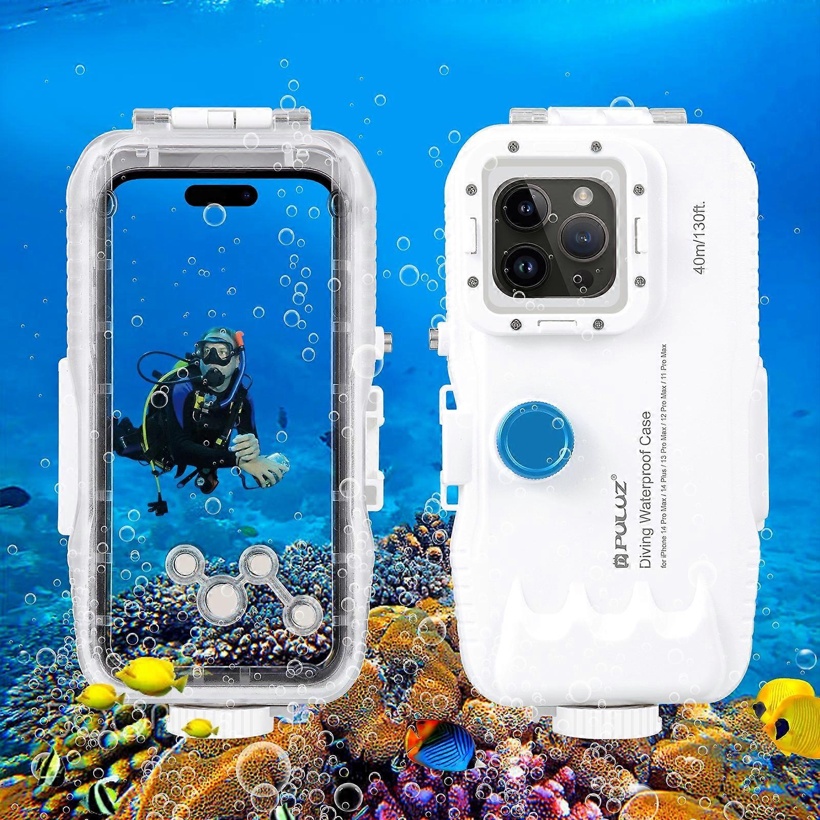 PULUZ 40m/130ft Waterproof Diving Case For iPhone 15 Pro Max / 15 Plus / 14 Plus / 14 Pro Max / 13 Pro Max / 12 Pro Max / 11 Pro Max