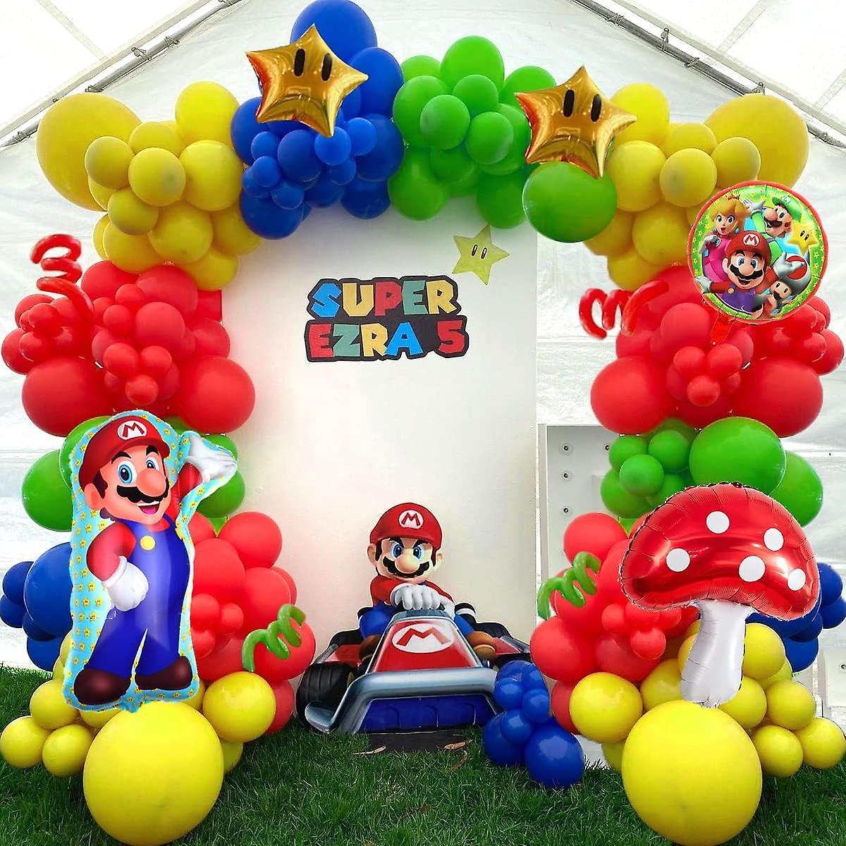 Jmstoruk 143pcs Mario Balloon Decorations Garland Arch Kit Include Mario Balloons,mario Foil Balloons For Kids Mario Birthday Party Decoration Supp...