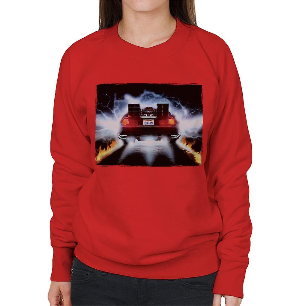 Back to the Future Delorean Taking Off For Time Travel Women's Sweatshirt Red XX-Large