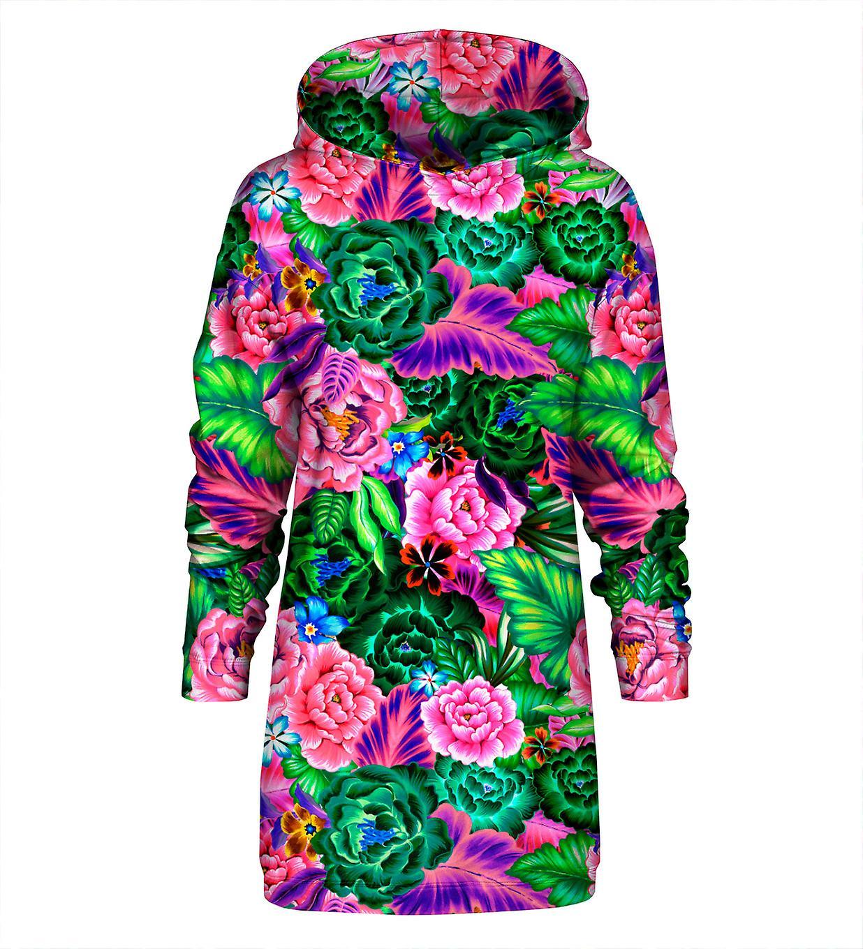 Mr Gugu & Miss Go Mr. Gugu Miss Go PINK FLOWERS OVERSIZE HOODIE DRESS green L