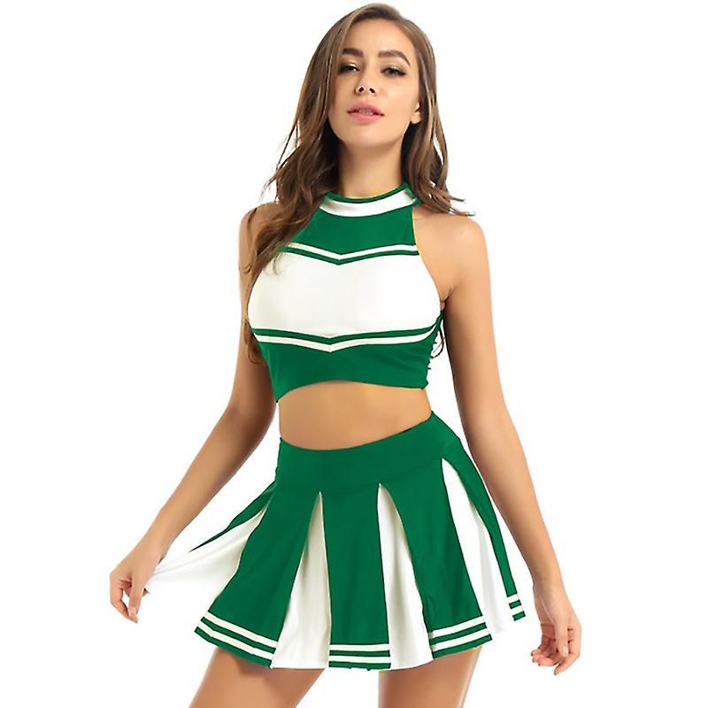 Mmcici Adult Cheerleader Costume for Women Cheerleading Uniform Halloween Costume Green XL