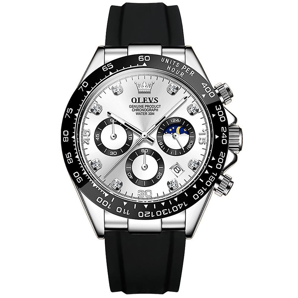 Olevs 2875 Men Multifunctional Quartz Watch  White