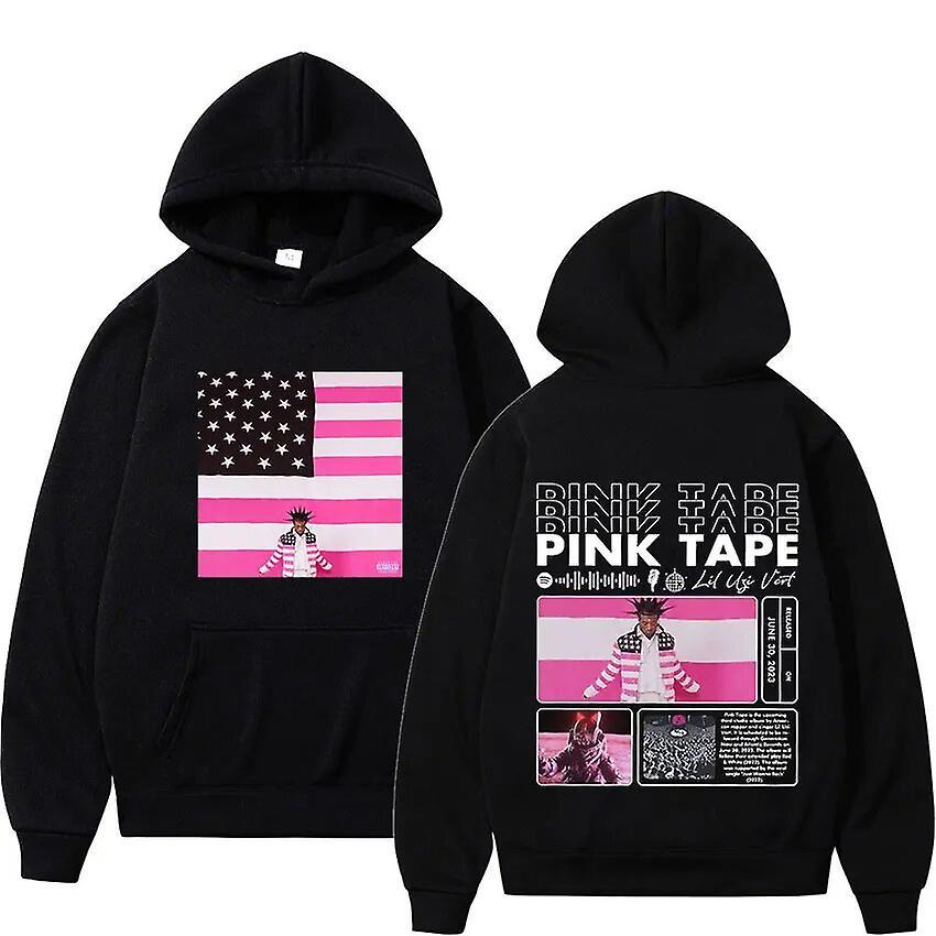 Cciyu Rapper Lil Uzi Vert Hoody 2023 New Music Album Pink Tape Fashion Sweatshirt Men Women Hip Hop Oversized Hoodie Fleece Streetwear Black pink/b...