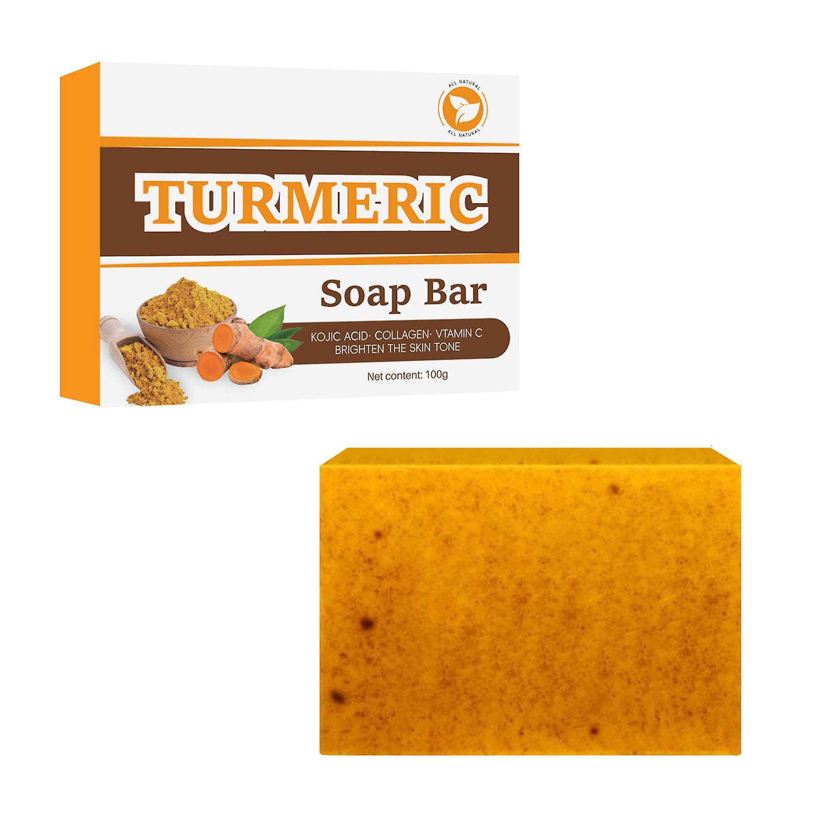 Kakanwo Turmeric Soap Tablets Deep Cleansing Turmeric Soap Facial And Body Shower Soap Firming Pores And Removing Pigments Yellow Free Size