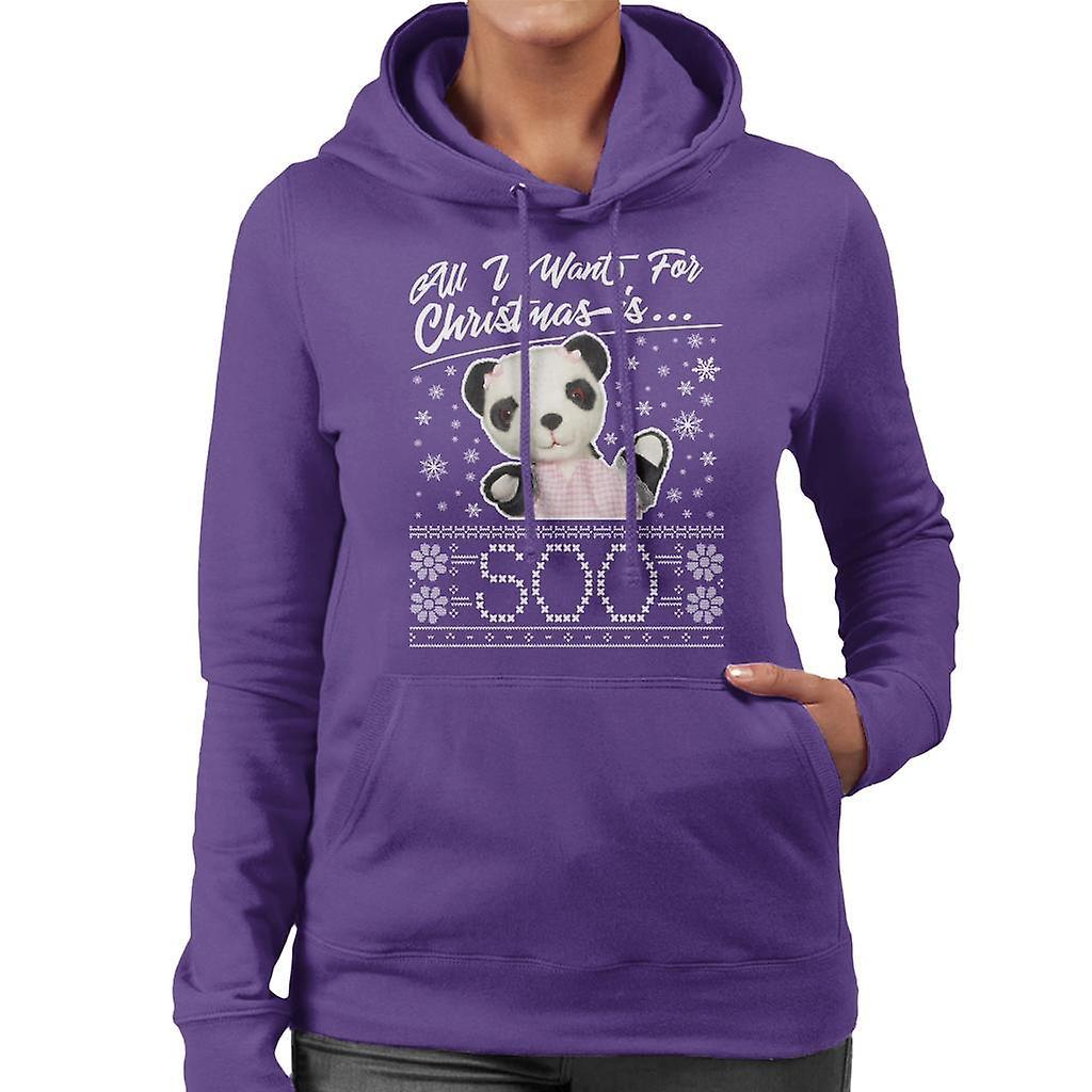 Sooty Christmas All I Want For Christmas Is Soo Women's Hooded Sweatshirt Purple Small