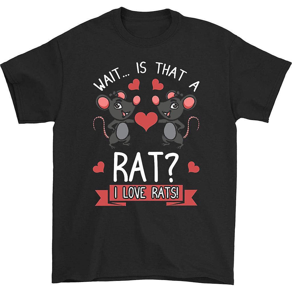 HISHARK Wait is that a rat i love rats t-shirt Black M