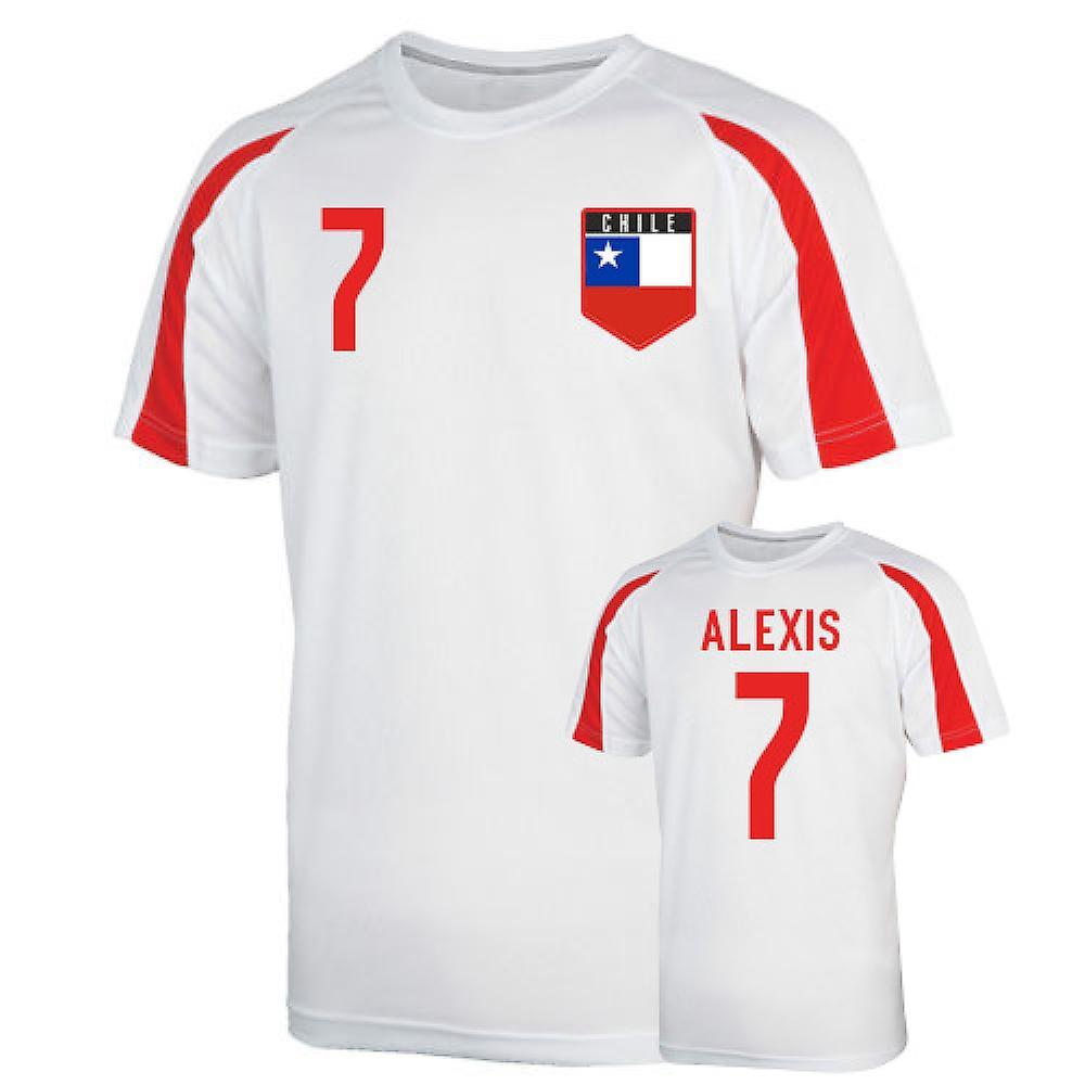 UKSoccerShop Chile Sports Training Jersey (alexis 7) - Kids White LB (9-11 Years)