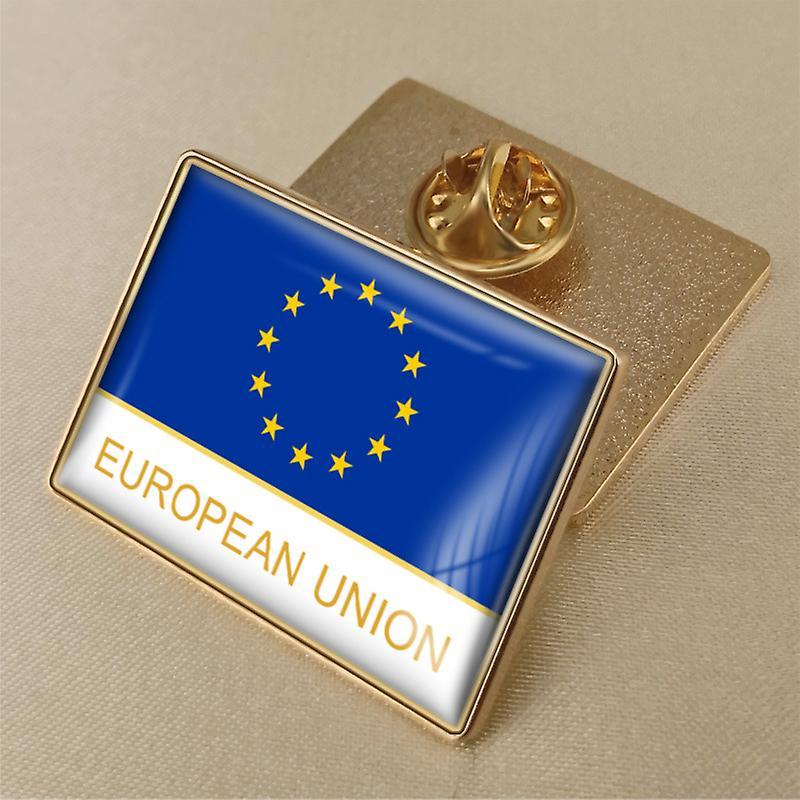 Sztxj (D)1pc European Union Flag Badge Metal Badge Pin Brooch European Union Flag Badges Novelty Accessory