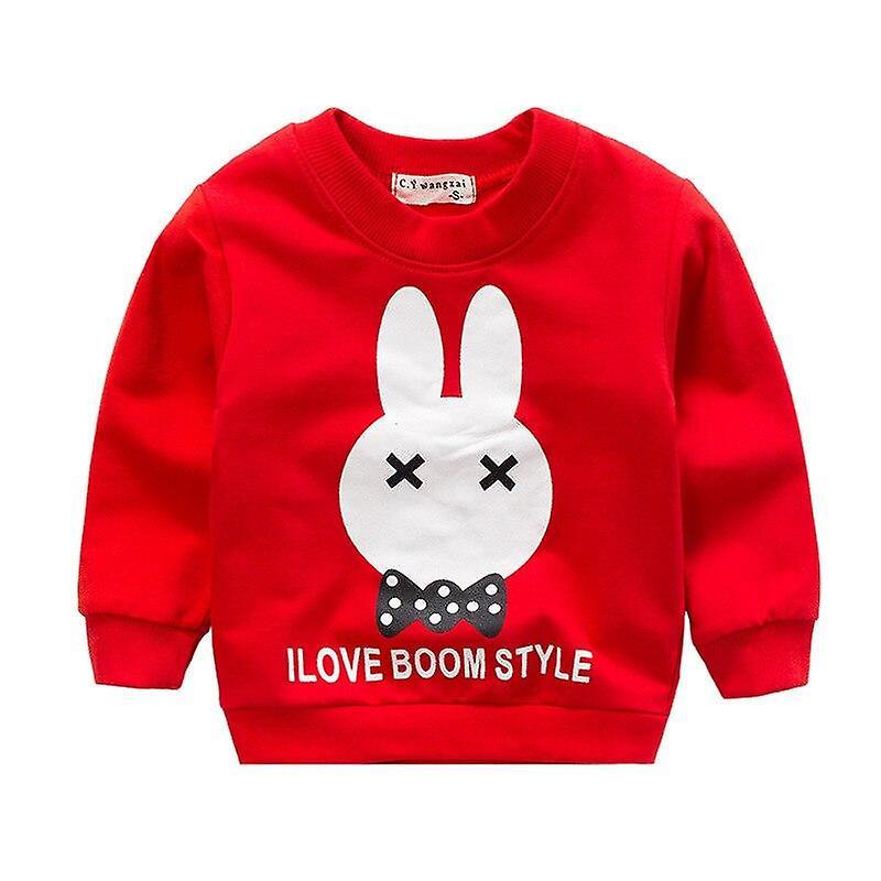 Slowmoose Cartoon Animal Long Sleeve Cotton Sweater / Sweatshirts red rabbit 24M