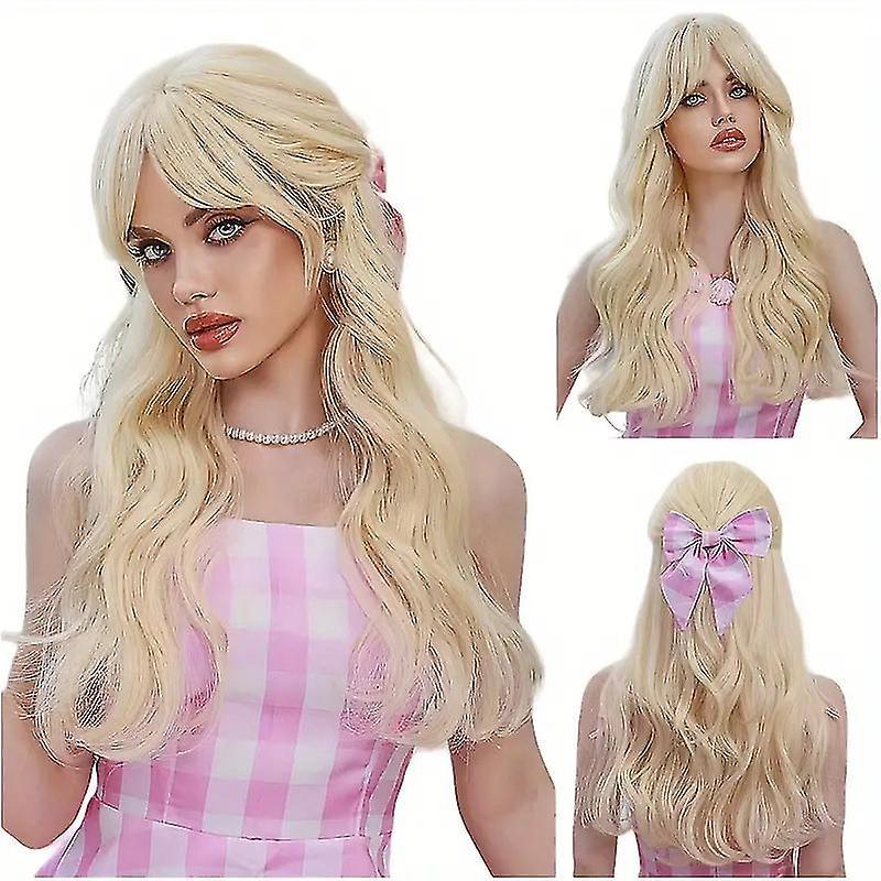 Blonde Barbie Cosplay Wig Long Wavy Straight Platinum Blonde Hair Wigs SHZnv