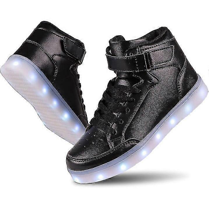 Weige Kids Light Up Shoes Led Shoes Usb Charging Flashing High Top Sneakers Black 32