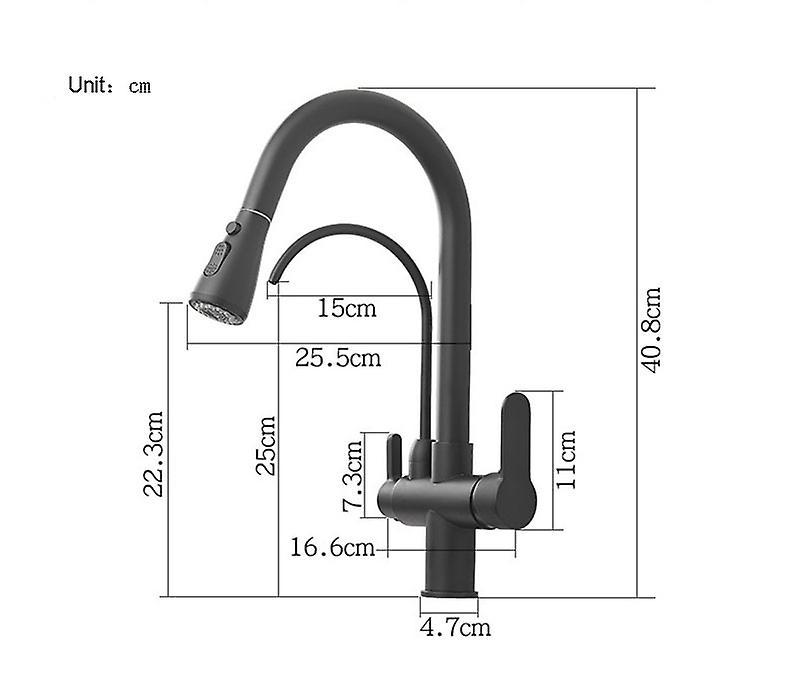 Mimigo Modern Hot And Cold Faucet Drop Down Double Water Pipe 2 Water Outlet Modes Black