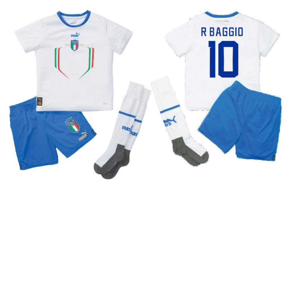 Puma 2022-2023 Italy Away Mini Kit (R BAGGIO 10) White 3-4 Years