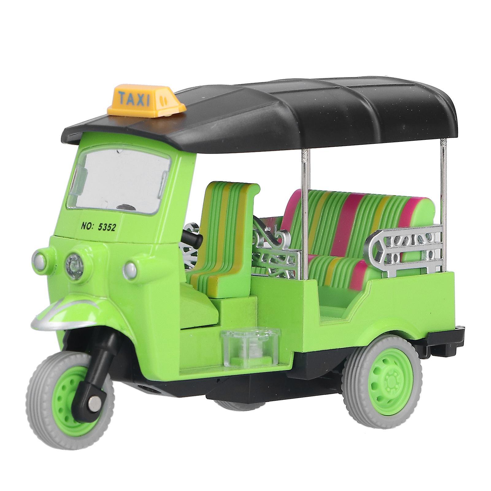 Favrison Pull Back Thai Tricycle Simulation Alloy Tuk Tuk Car Model Toy Children Vehicle Toy For Kids 3-6 Years Green