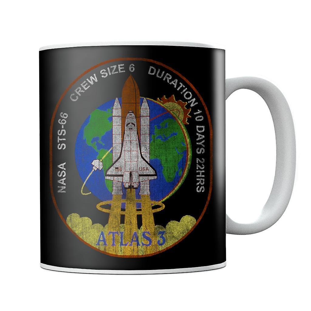 NASA STS 66 Atlantis Mission Badge Distressed Mug Black 10oz