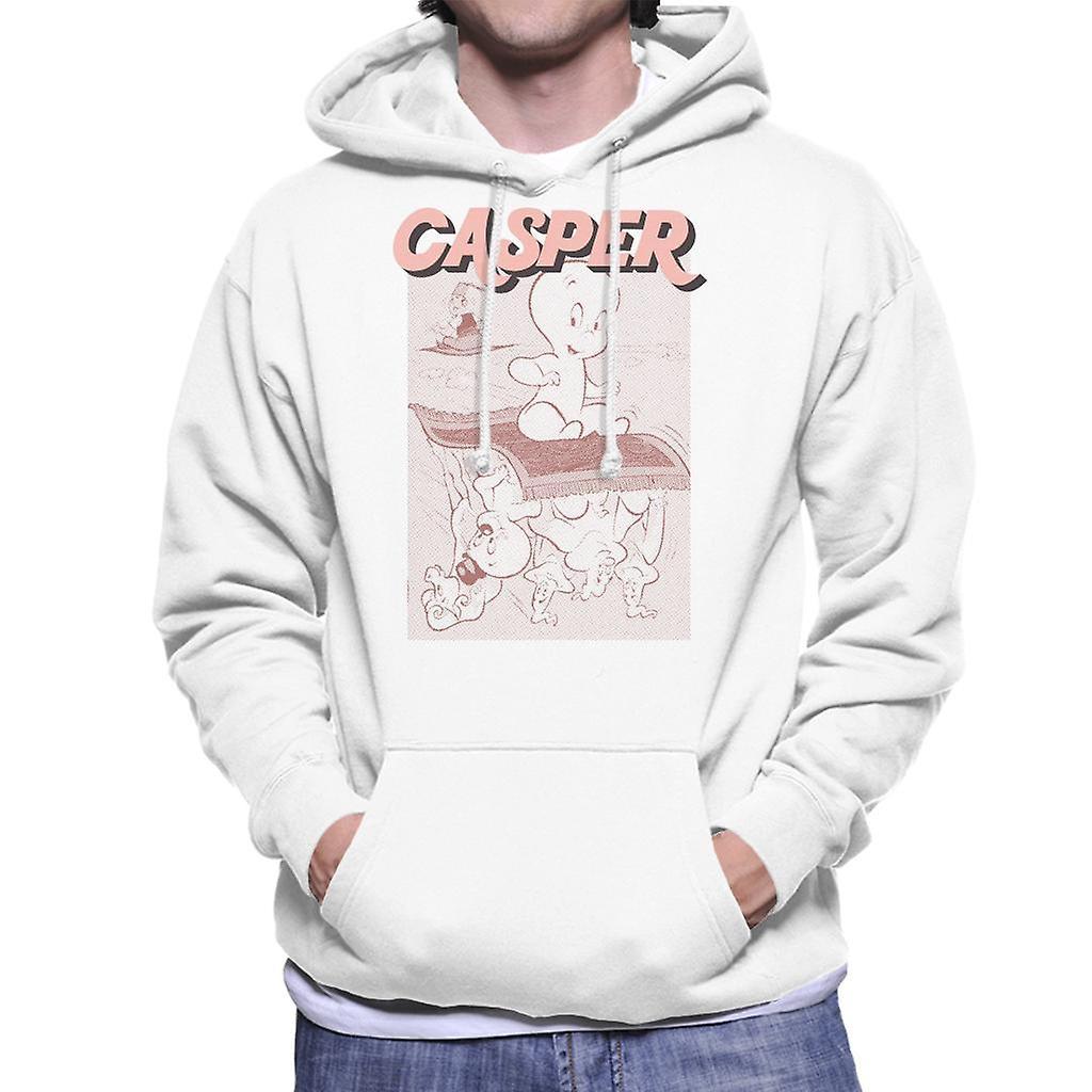 Casper The Friendly Ghost Characters On Flying Carpet Men's Hooded Sweatshirt White X-Large