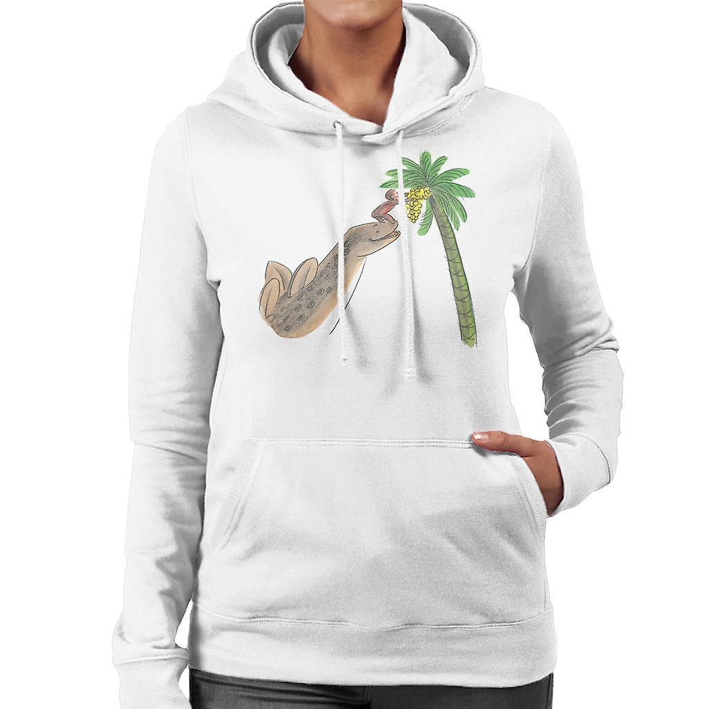 Curious George Dinosaur Palm Tree Women's Hooded Sweatshirt White Medium