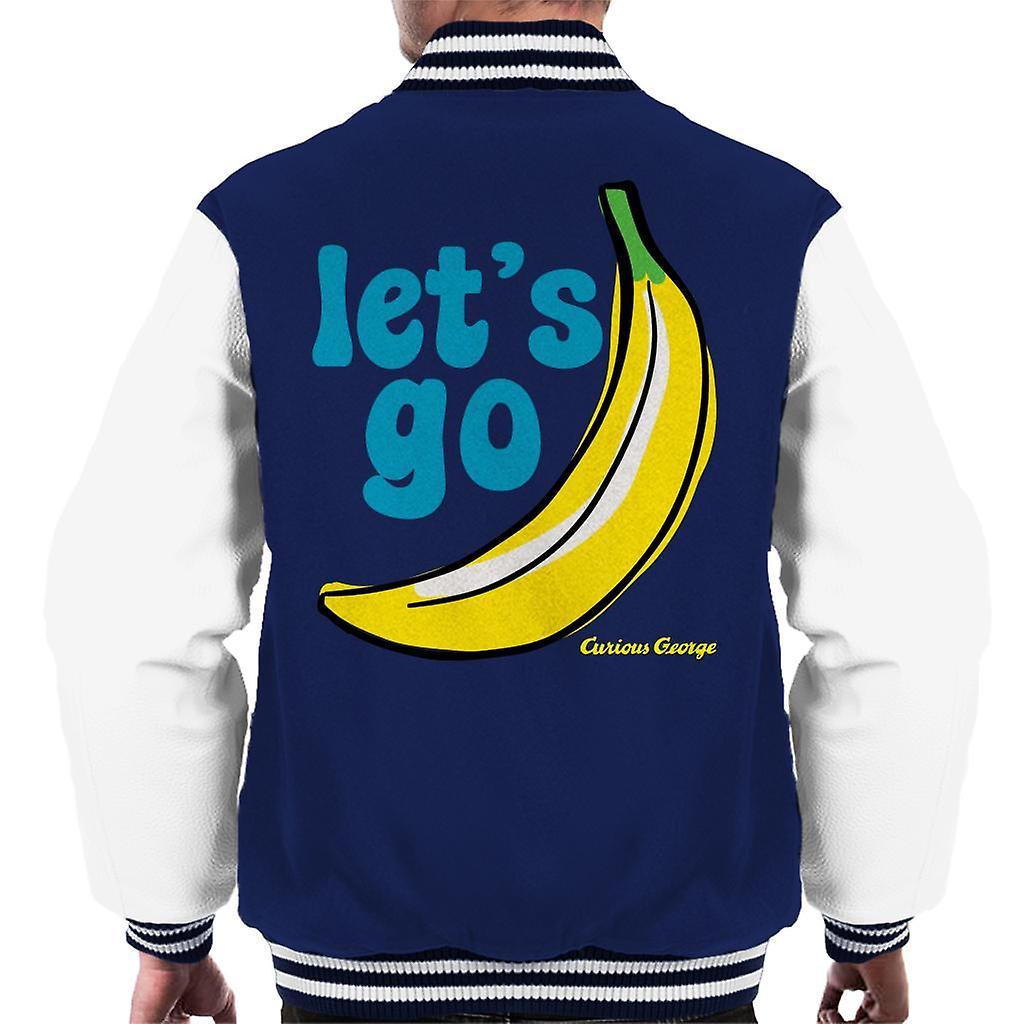 Curious George Let's Go Banana Men's Varsity Jacket Navy/White XX-Large