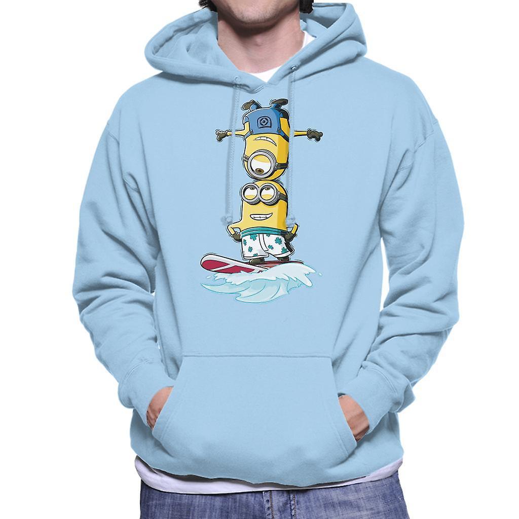 Despicable Me Minions Head Surfing Men's Hooded Sweatshirt Sky Blue Medium