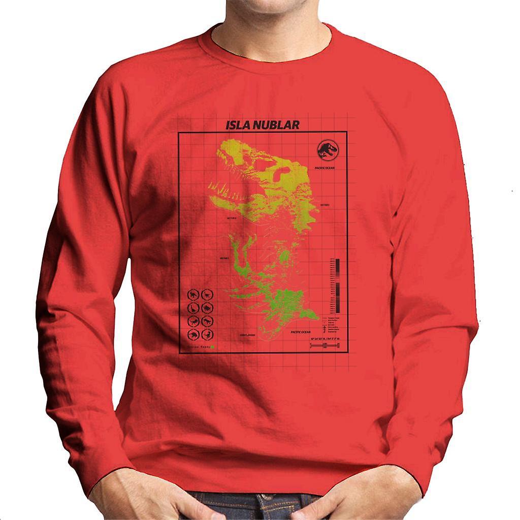 Jurassic Park Isla Nublar T Rex Map Men's Sweatshirt Red XX-Large