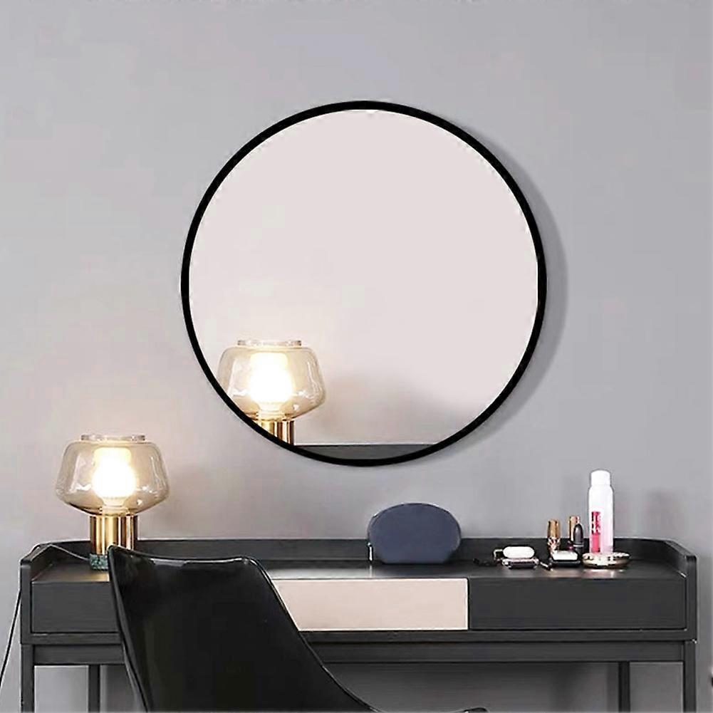 Living And Home 40cm Black Framed Wall Mirror Bathroom Round Mirror