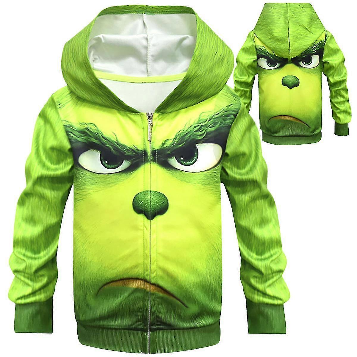 SML Kids Christmas The Grinch Zip Up Hoodie Xmas Novelty Hooded Jacket Coat 11-12 Years