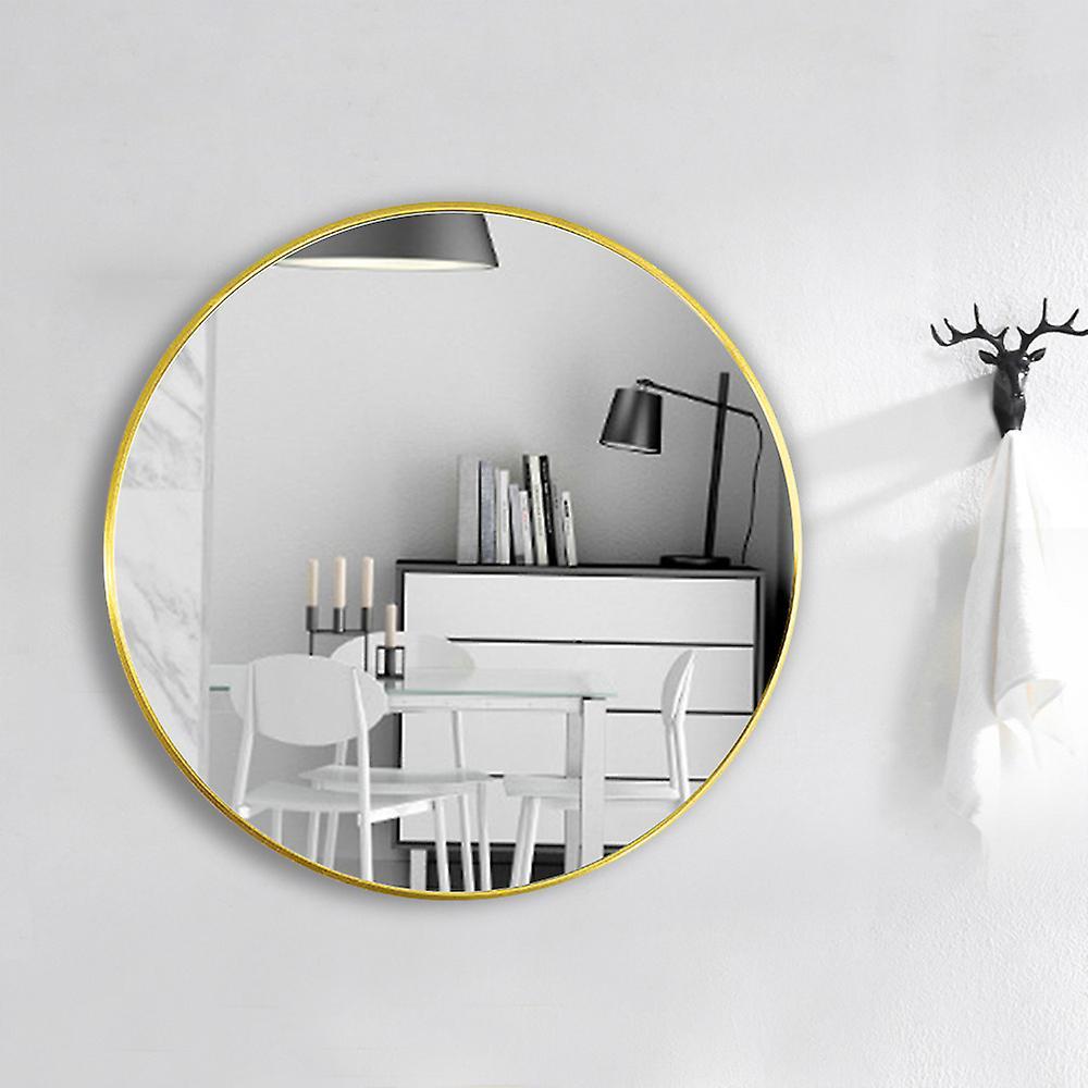 Living And Home 60cm Gold Nordic Round Bathroom Framed Mirror Wall Hanging