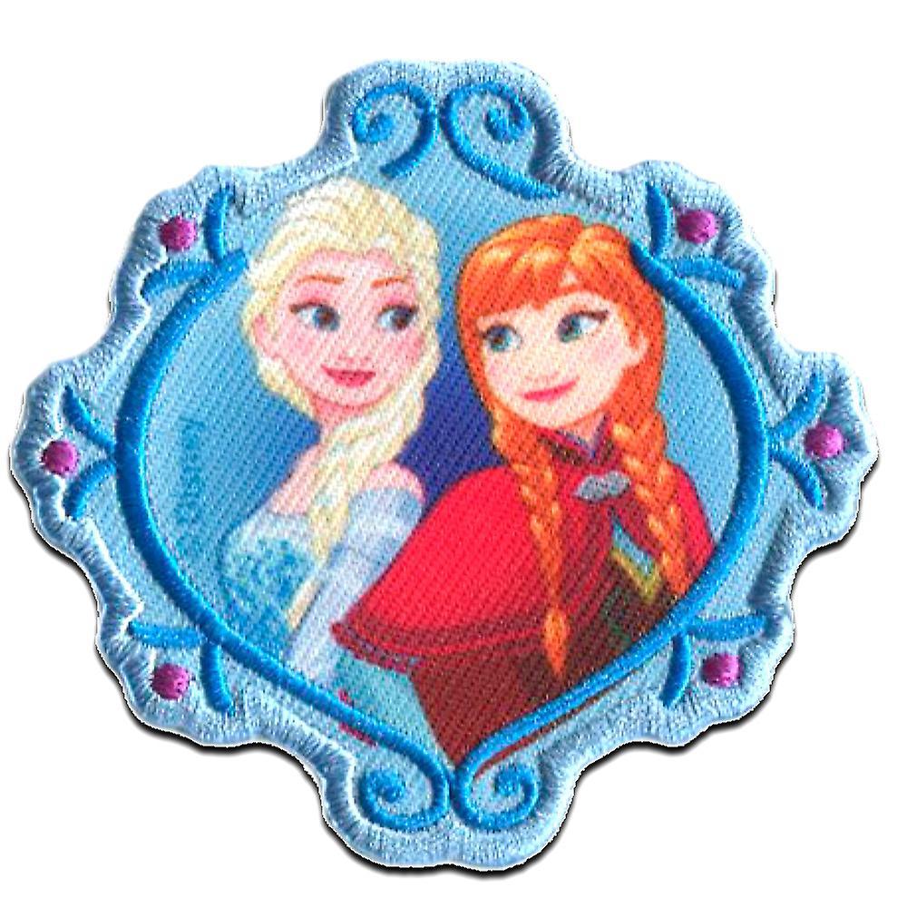 Patch / iron-on patch - Disney Frozen FROZEN "ELSA & ANNA 2" - blue - 7,3x7cm - Iron on patches