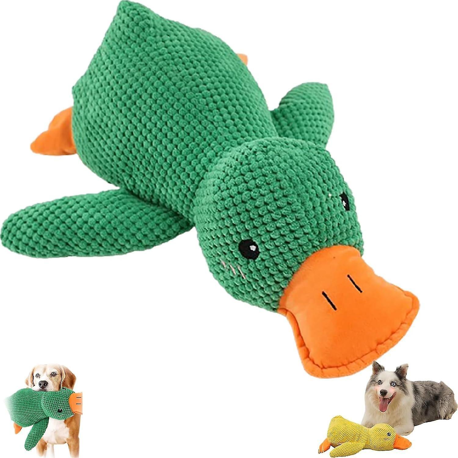 Jxlgv The Mellow Dog, The Mellow Dog Calming Duck, Dog Calming Duck Toy, Quack-quack Duck Dog Toy, Cute No Stuffing Duck With Soft Squeaker Green