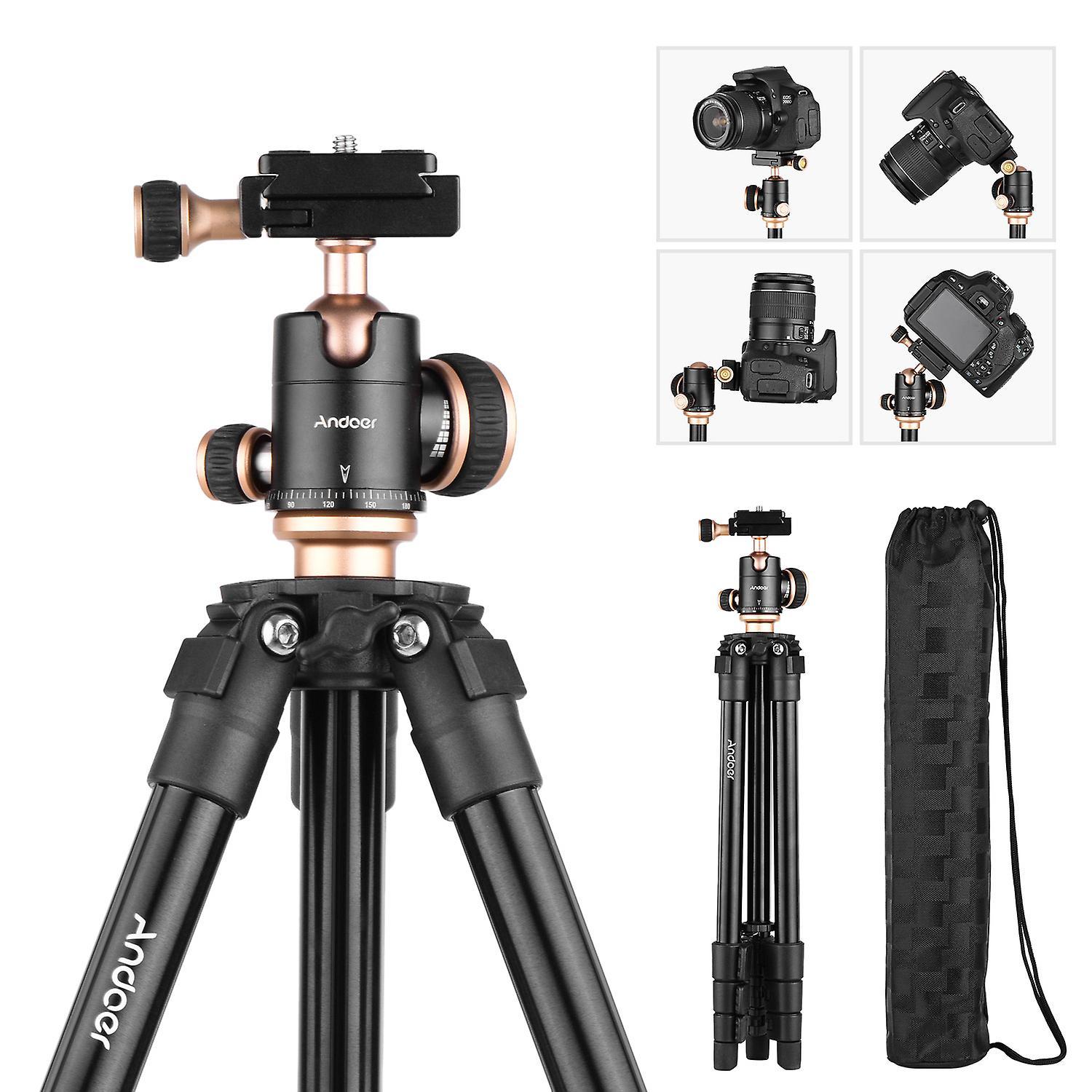 Andoer2 Andoer Q160SA Camera Tripod Complete Tripods with Panoramic Ballhead Bubble Level Adjustable Height Portable Travel Tripod for DSLR Digital...