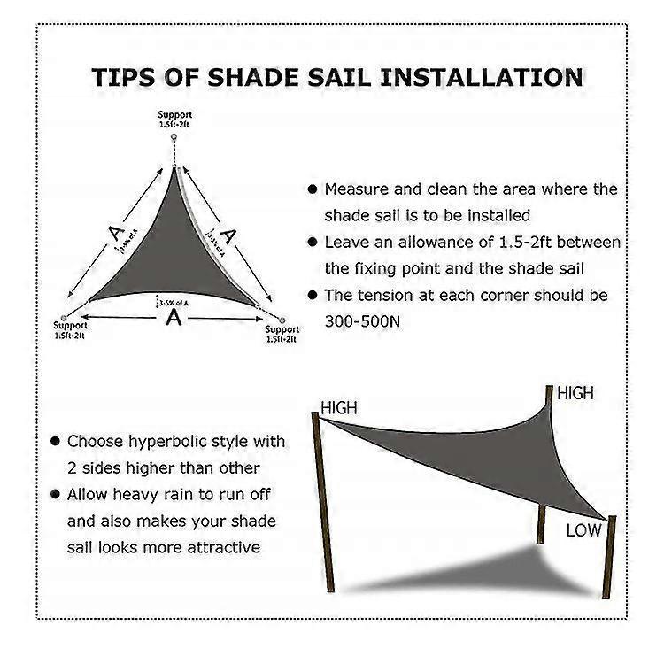 Whgirl 10 Sizes Triangle Waterproof Sun Shade Sail Outdoor Garden Patio Party Sunscreen Awingtriangle Canopy 95% Uv Block With Free Rope Dark grey ...