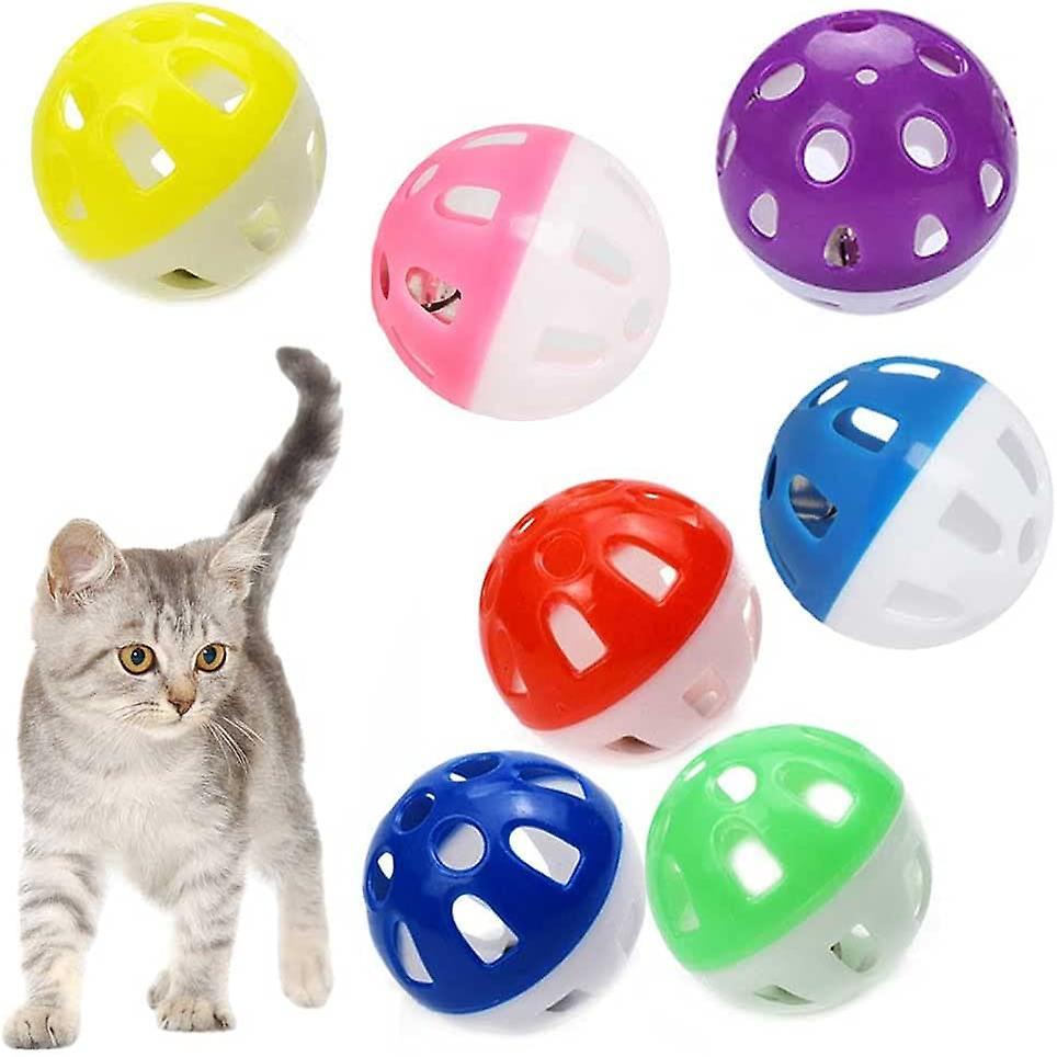 Heytea 12PCS 4CM Cat Toy Ball with Bell, Pet Toy Cat Bell Ball Cat Toy with Bell Cat Jingle Balls for Cats Kitten, Plastic Cat Toys Jingle Balls Pounc