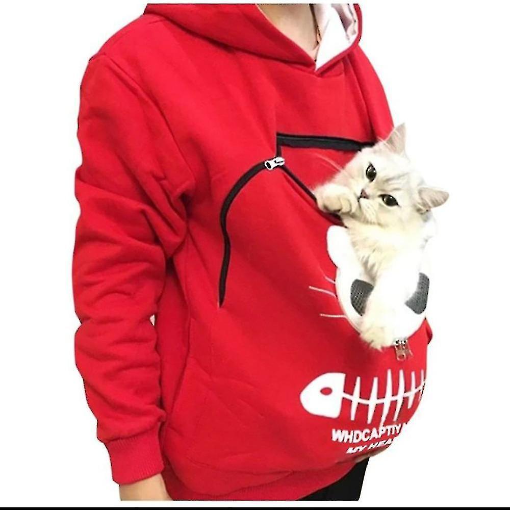 Ceisv Sweatshirt Cat Lovers Hoodie Kangaroo Dog Pet Paw Pullovers Cuddle Pouch Sweatshirt Pocket Animal Ear Hooded Black M