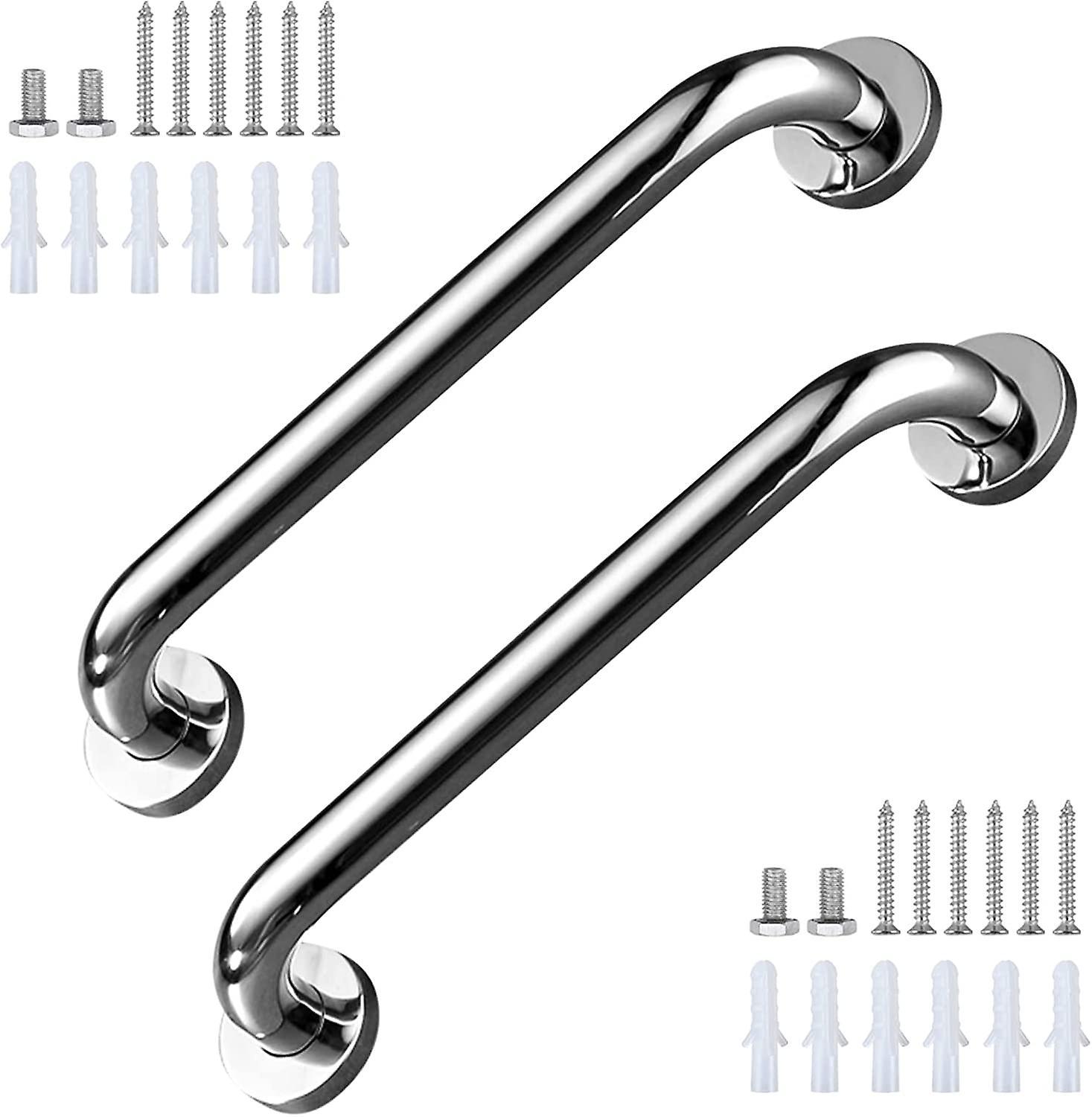 Bxhd 2 Pcs 304 Stainless Steel Bathroom Grab Bar,bathroom Hand Rail,anti-slip Shower Handles 16 Inch