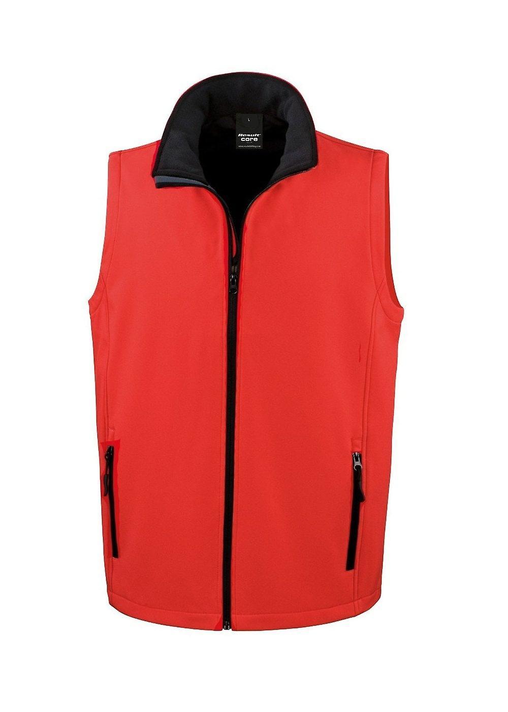 Men's Result Core Printable Softshell Bodywarmer R232M Red / Black 4xl