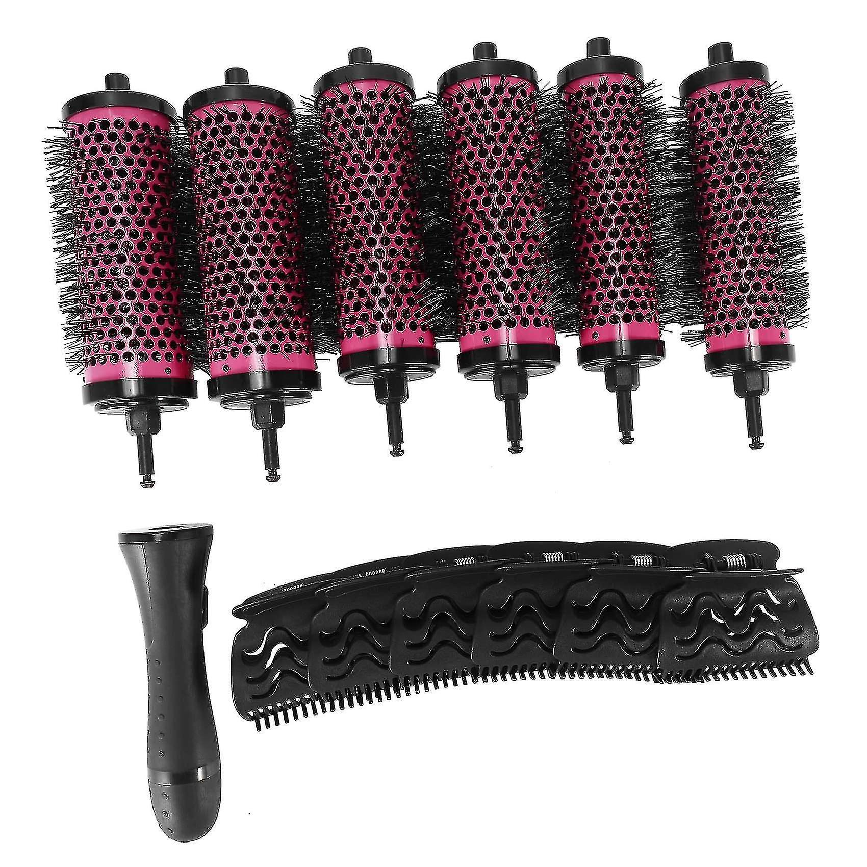 Banmo 6pcs/set 3 Sizes Detachable Handle Hair Brush With Positioning Clips Aluminum Ceramic Barrel Curler