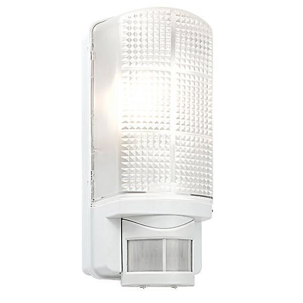 Saxby Lighting Motion 1 Light Outdoor PIR Wall Light Frosted, Gloss White IP44, E27