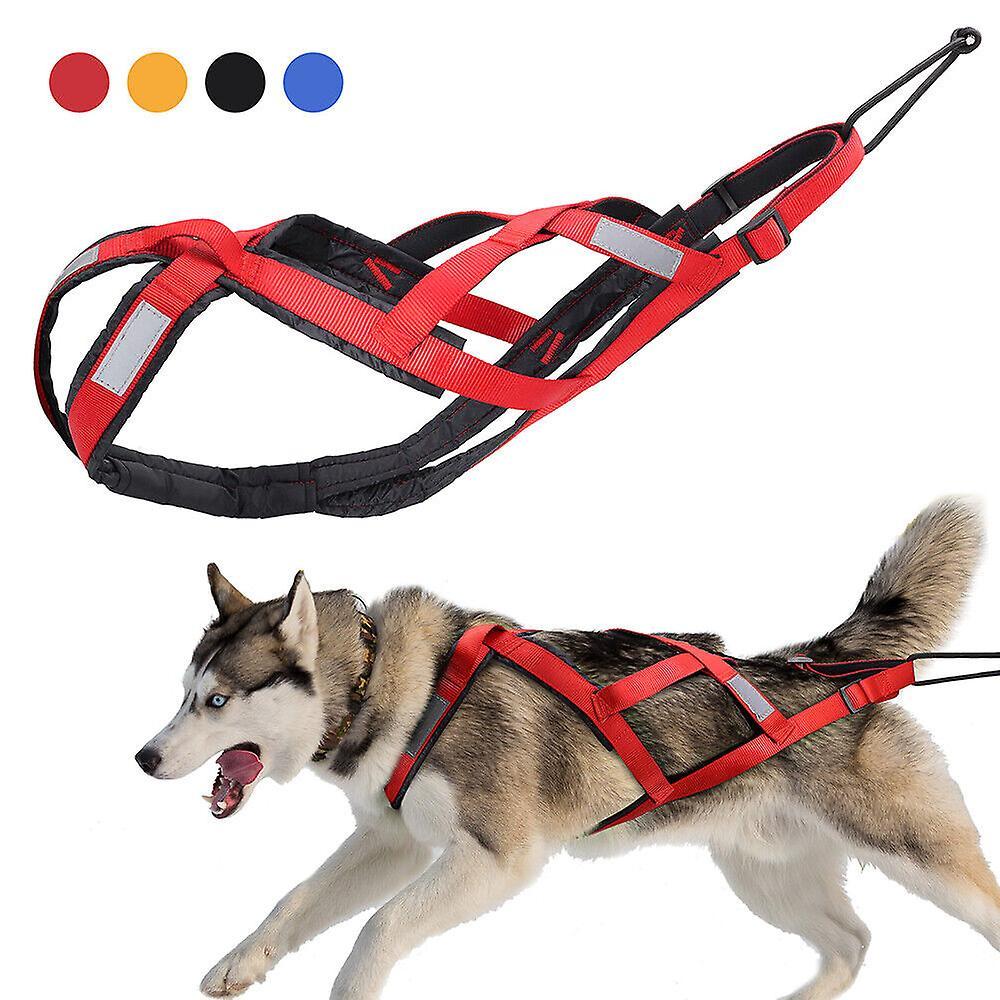 Didog Dog Sledding Weight Pulling Harness Reflective for Pets Training Red 3XL